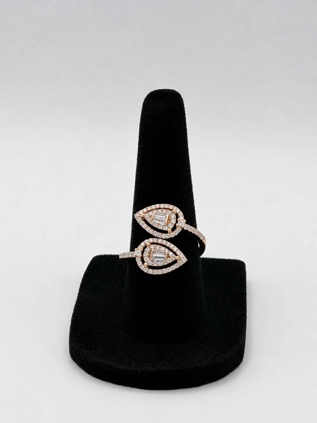 14k Rose Gold Diamond Double-Halo Arrow Ring — 0.60 ctw, Size 6.5 — full view