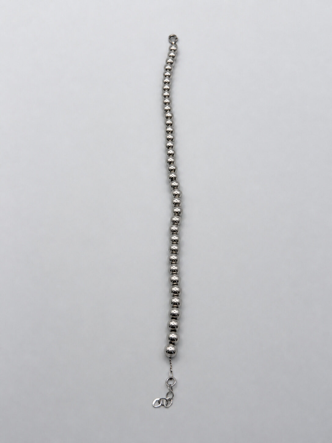 14k White Gold Beaded Bracelet — 10.0 g Solid — full view