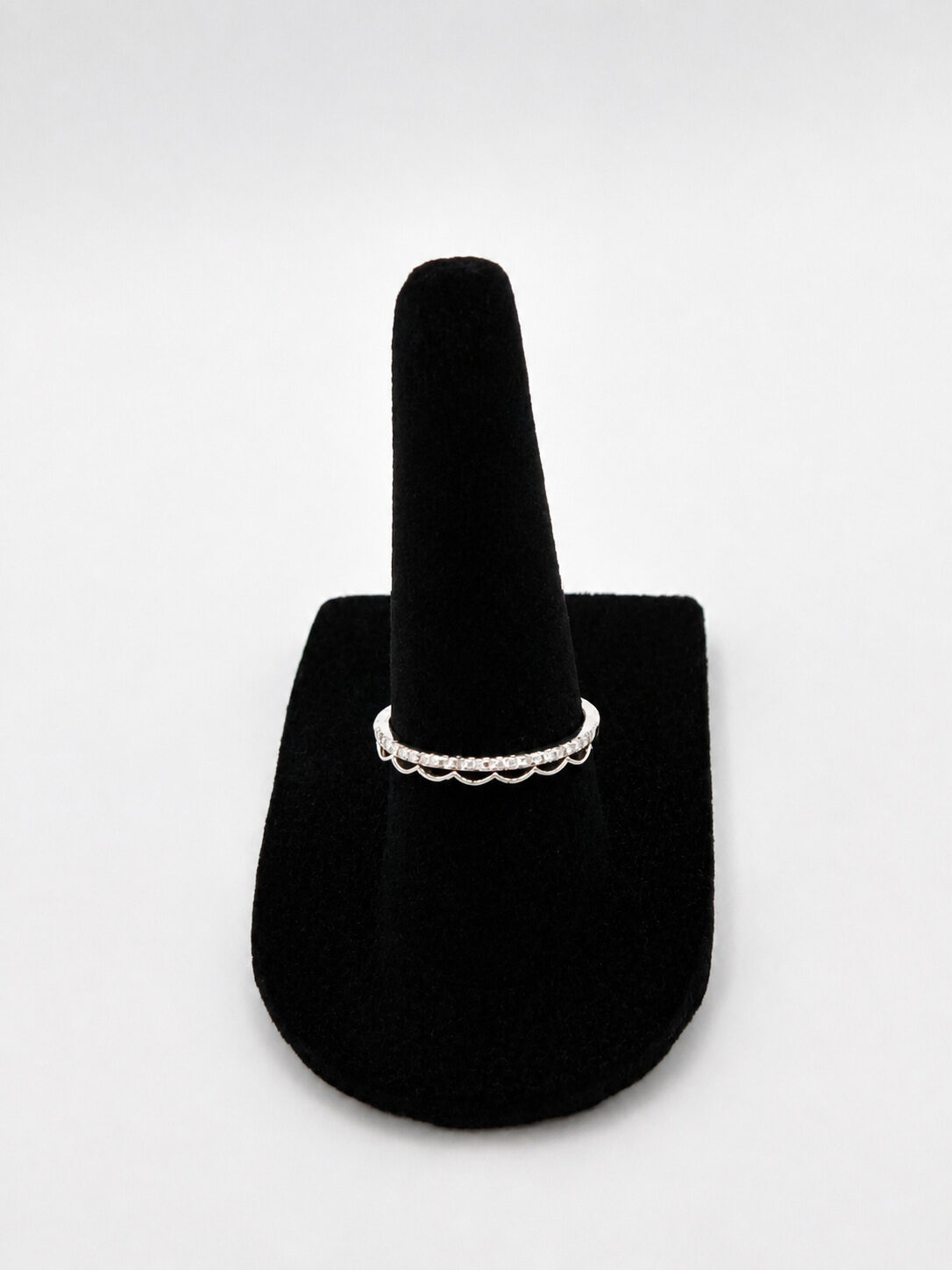 14k White Gold Prong-Set Diamond Band — 0.11 ctw, Size 6.5 — full view