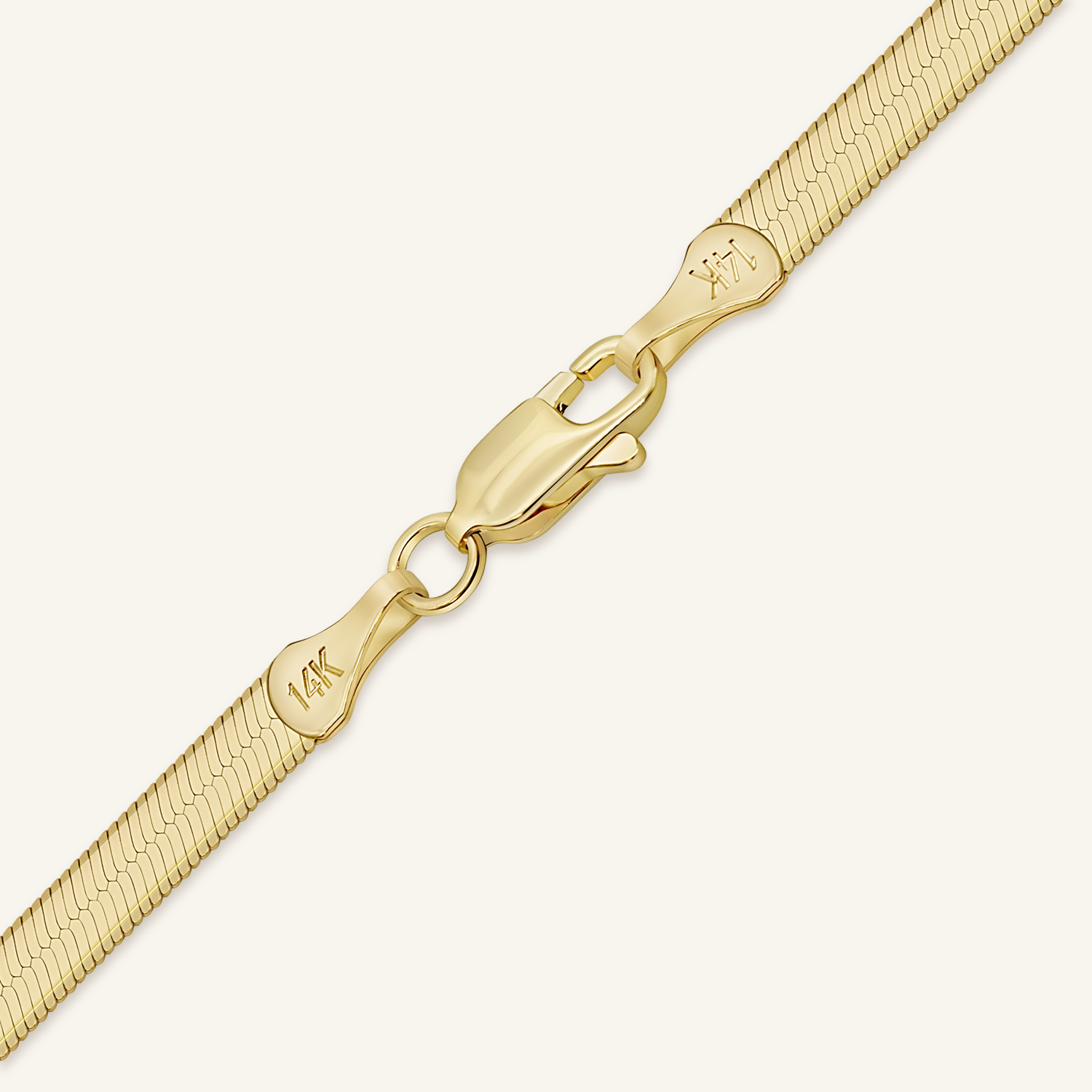 Solid 14K Gold Herringbone Chain, solid 14K yellow gold, shown in 3 mm