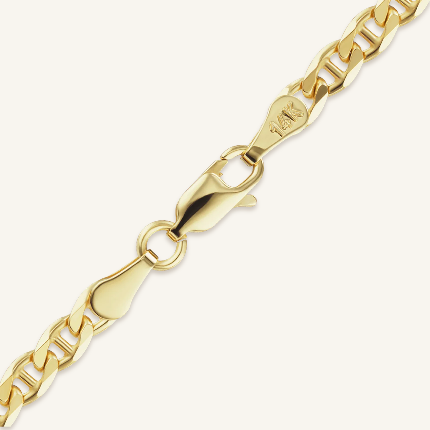 Solid 14K Gold Mariner Chain, solid 14K yellow gold, shown in 1.8 mm