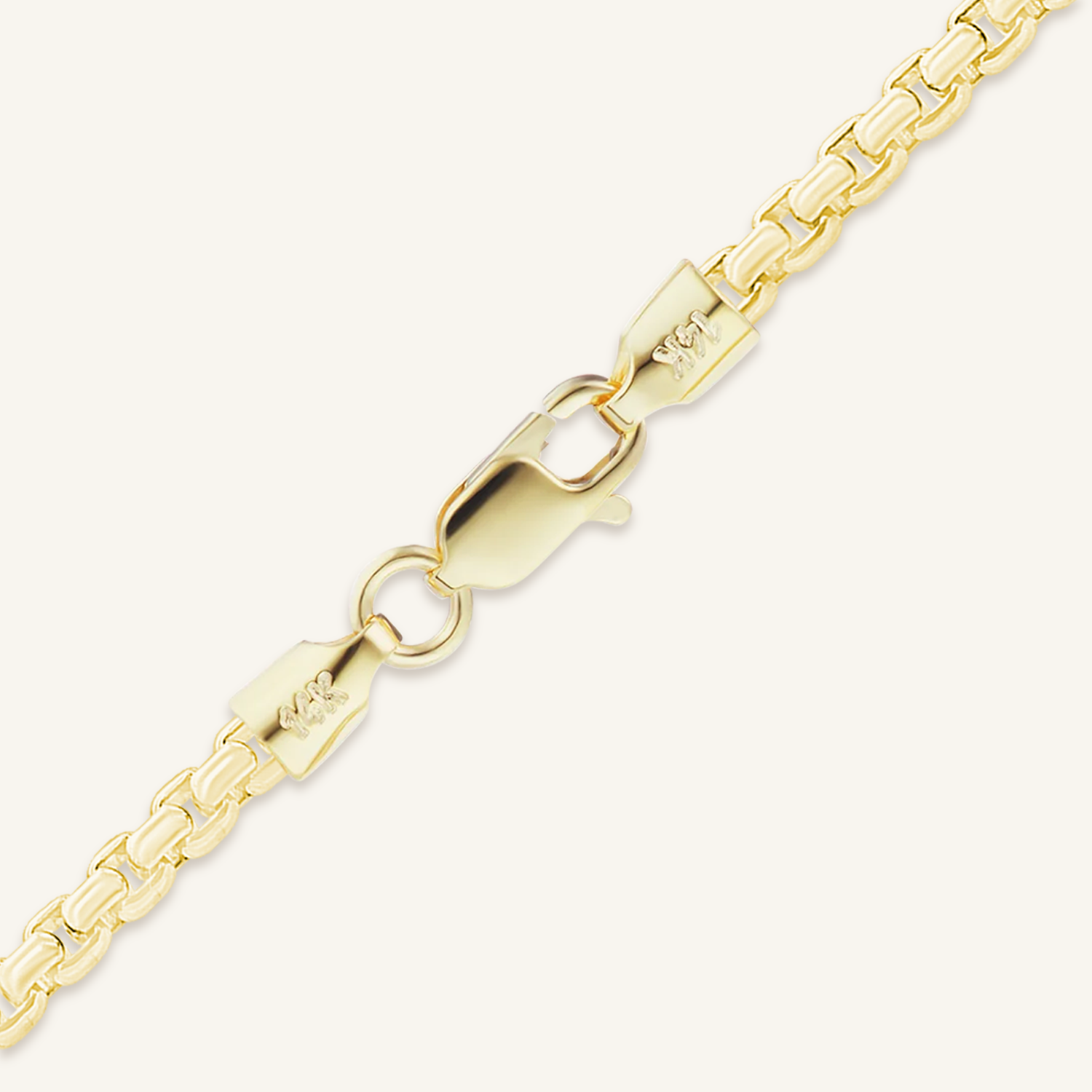 Solid 14K Gold Round Box Chain