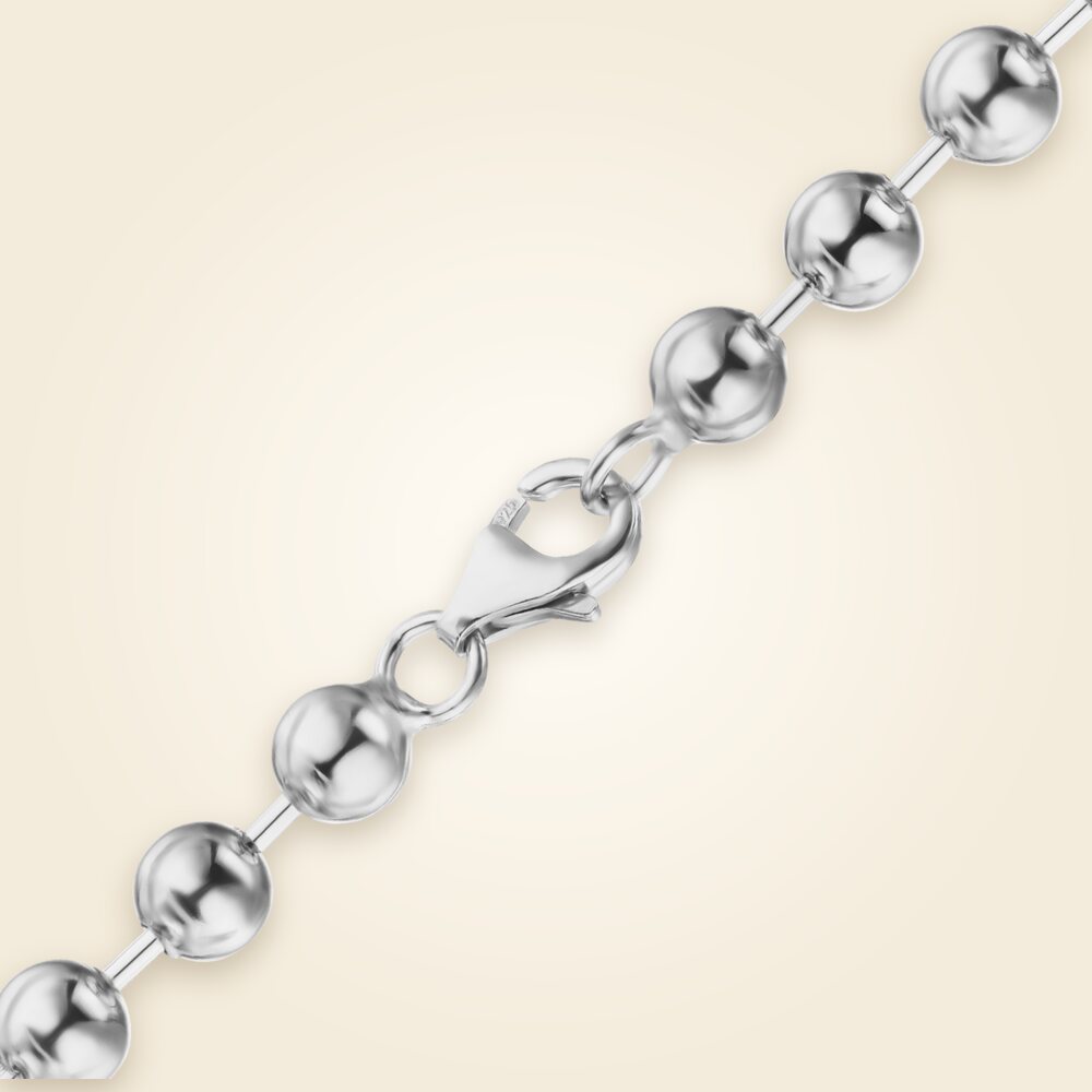 Round Bead Necklace in Sterling Silver (1.00 mm - 5.00 mm), shown in Sterling Silver