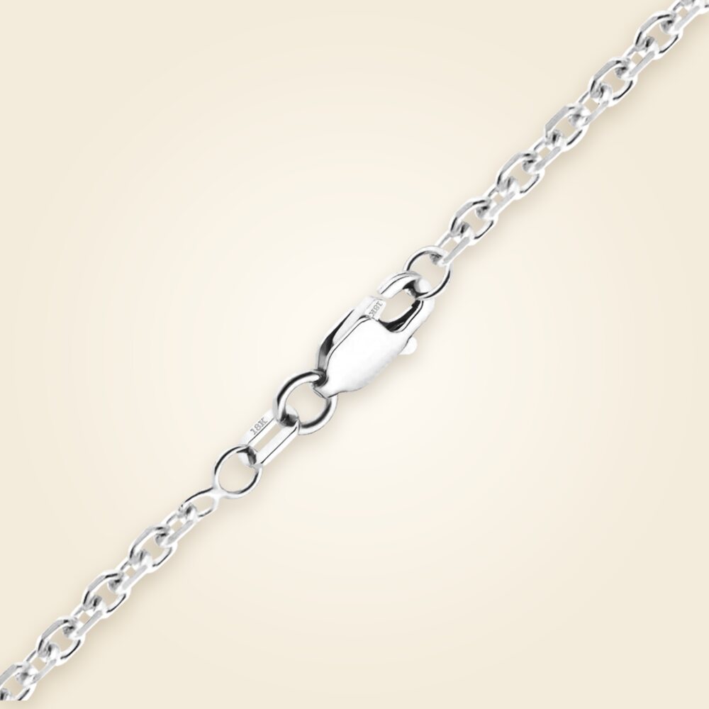 Diamond Cut Round Cable Necklace in 18K White Gold (1.05 mm - 1.80 mm), shown in 18K White Gold