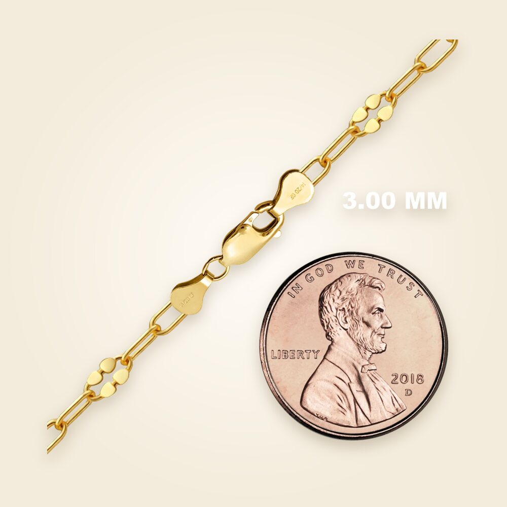 Clover Alternating Valentino Paperclip Necklace in 14K Gold-Filled (3.00 mm), shown in Gold-Filled