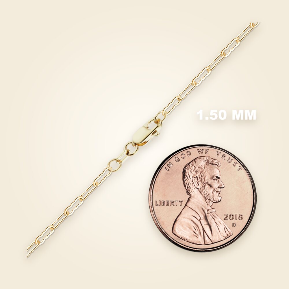 Flat Krinkle Anklet in 14K Yellow Gold (1.50 mm), shown in 14K Yellow Gold
