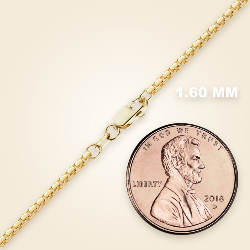 Round Box Necklace in 14K Gold-Filled (1.60 mm - 5.00 mm), shown in Gold-Filled