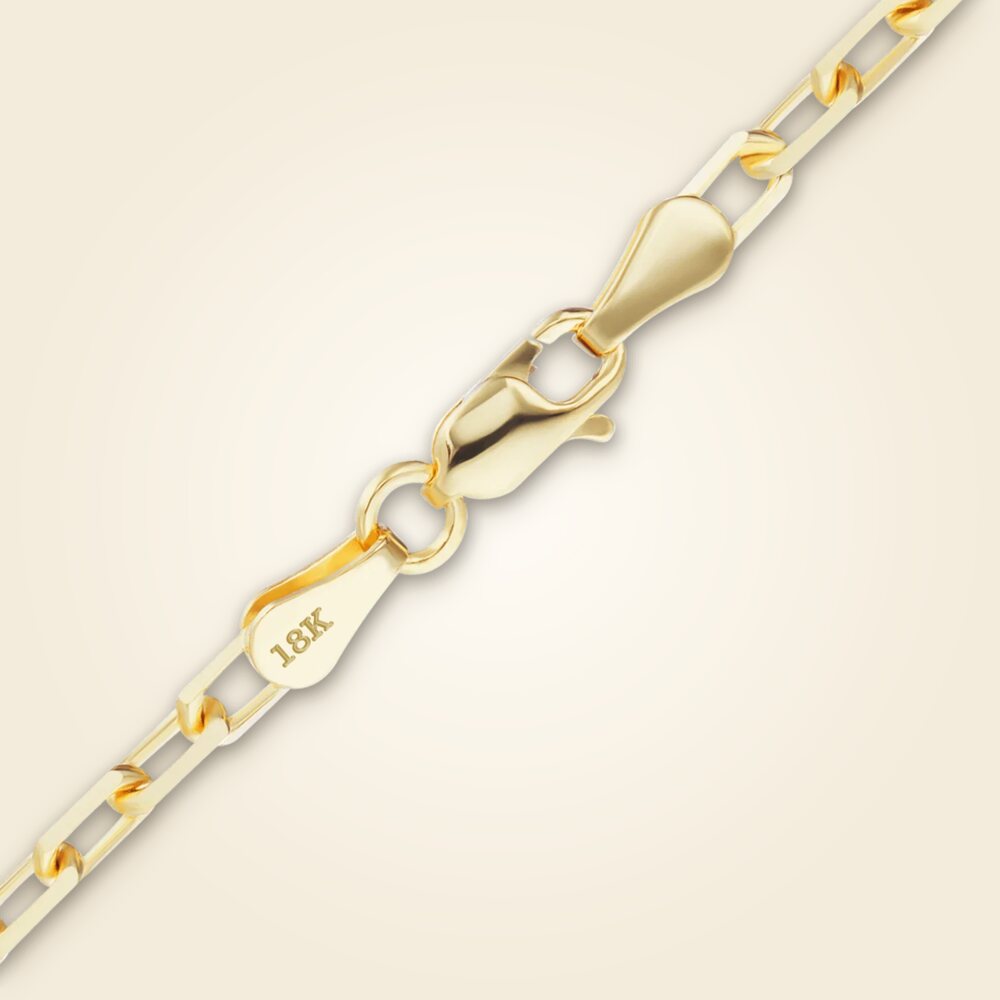 Elongated Diamond Cut Cable Necklace in 18K Yellow Gold (1.00 mm - 2.60 mm), shown in 18K Yellow Gold