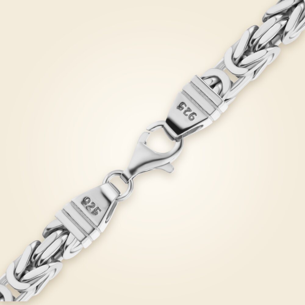 Square Byzantine Handmade Bracelet in Sterling Silver (3.20 mm - 5.50 mm), shown in Sterling Silver