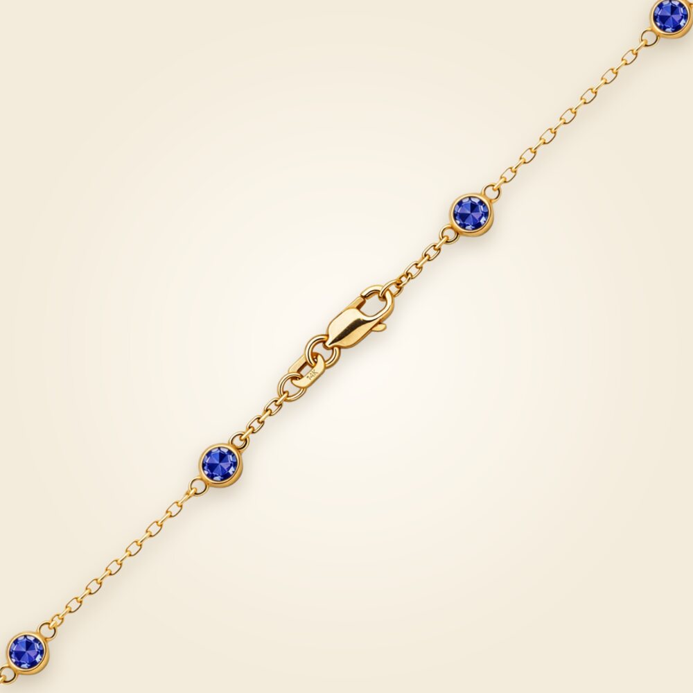 Diamond by the Yard Cable Chain Necklace in 14K Yellow Gold with Sapphire Stones, shown in 14K Yellow Gold
