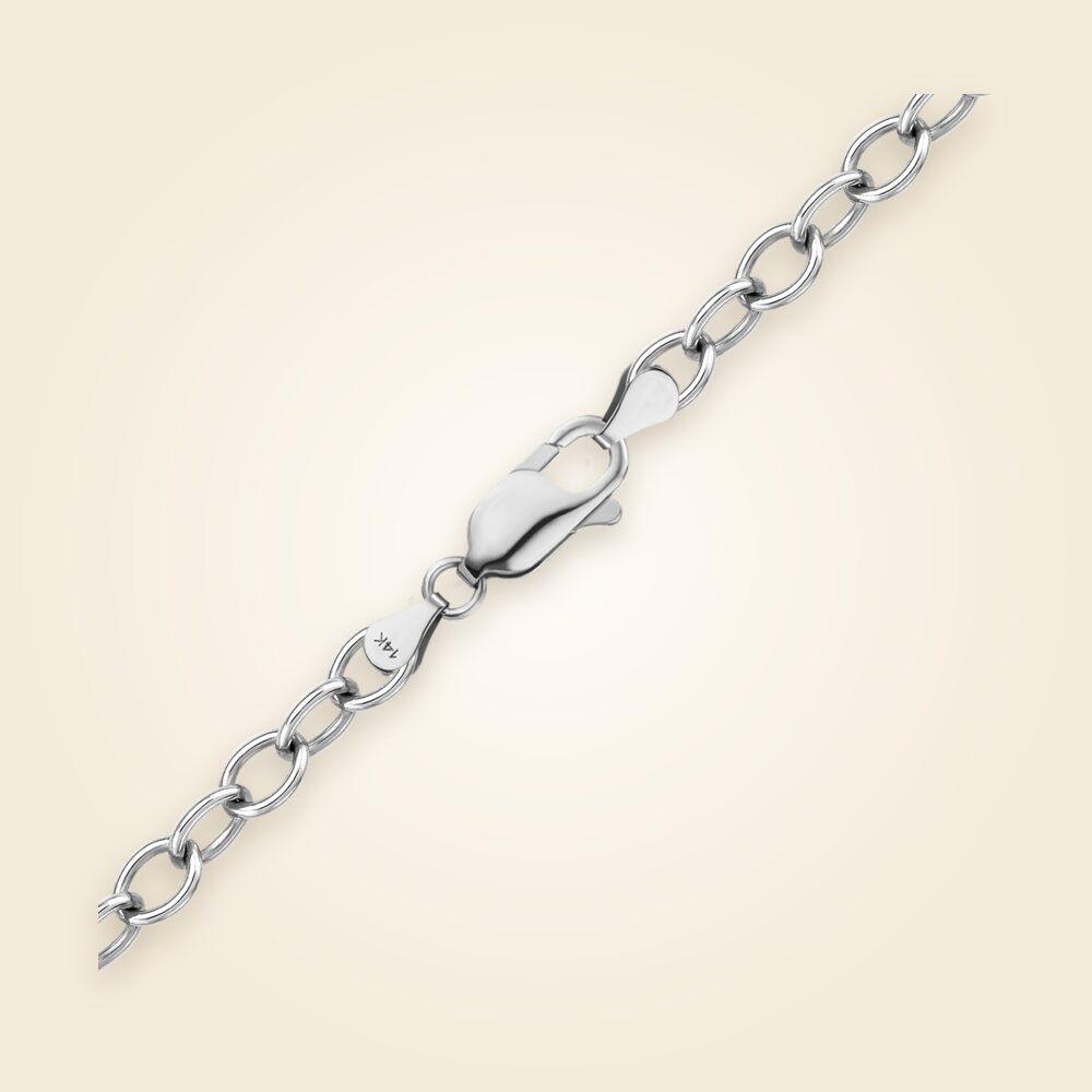 Light Round Cable Necklace in 14K White Gold (1.00 mm - 4.60 mm), shown in 14K White Gold