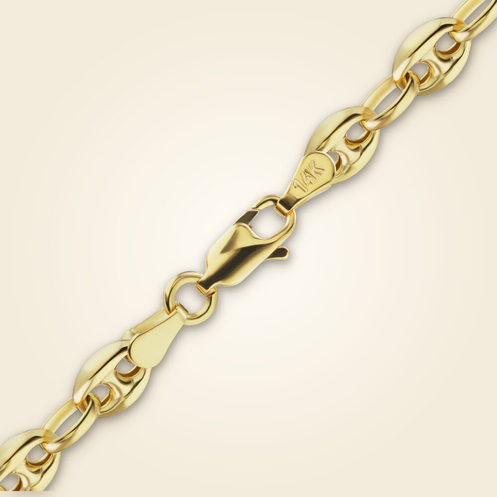 Classic Puffed Mariner Link Semi-Solid Bracelet in 14K Yellow Gold (3.80 mm - 12.00 mm), shown in 14K Yellow Gold