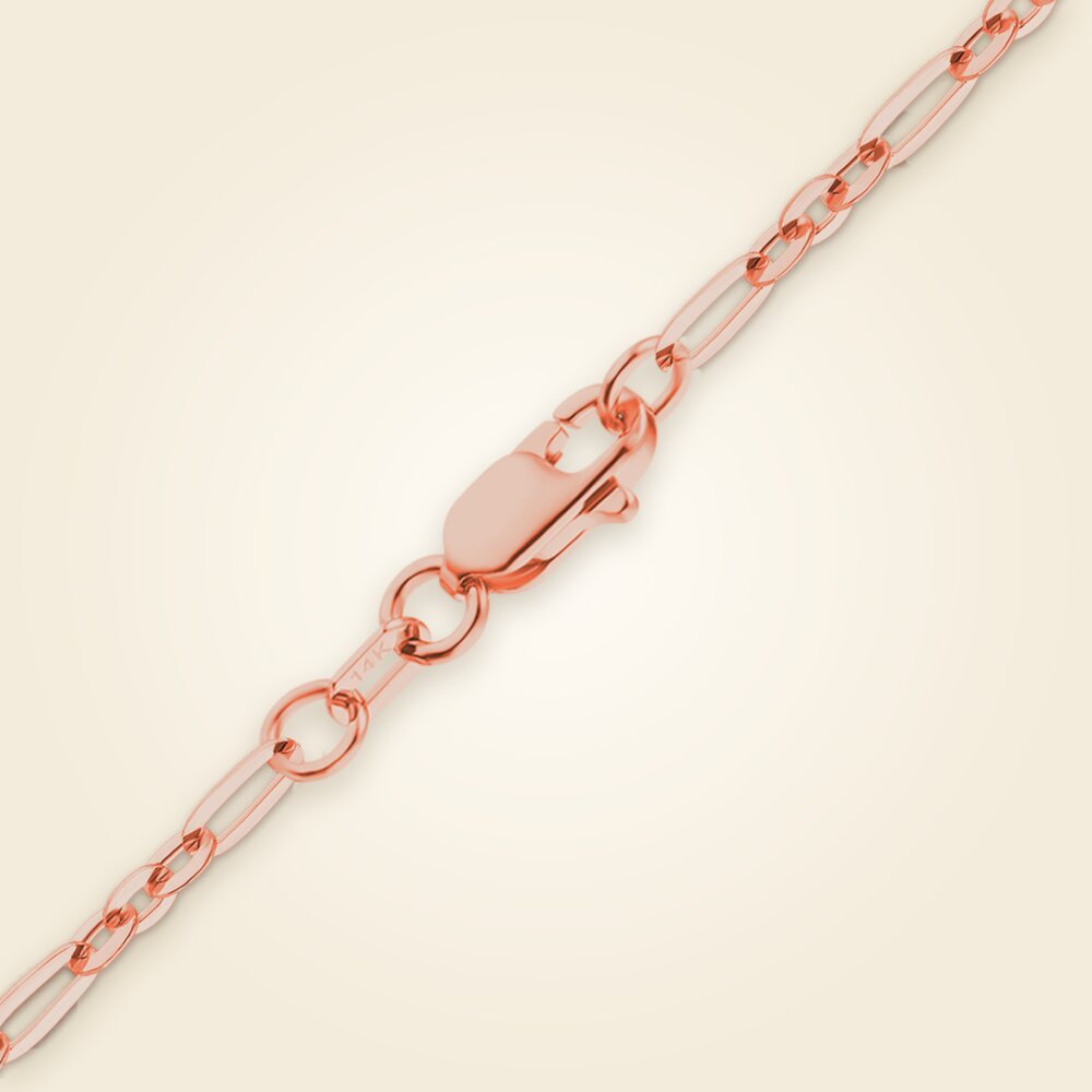 Diamond Cut Cable Figaro Necklace in 14K Pink Gold (1.60 mm), shown in 14K Pink Gold