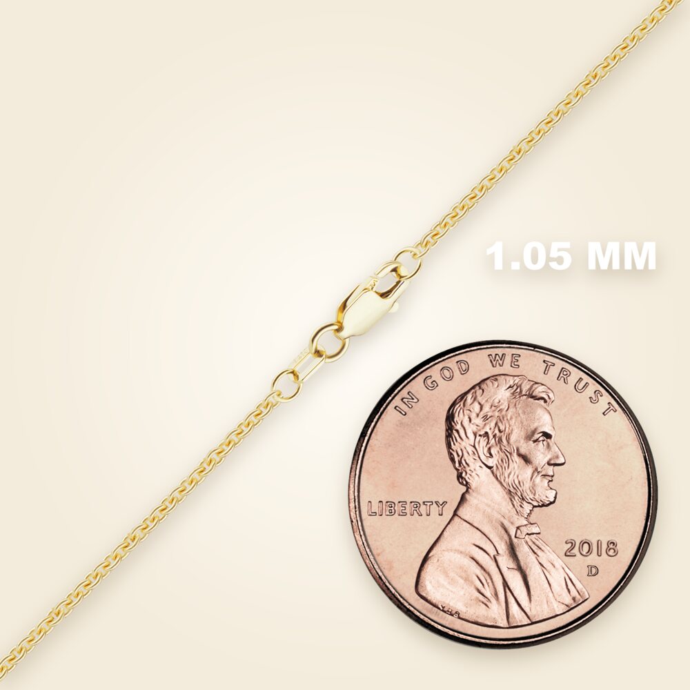 Heavy Round Semi-Solid Cable Anklet in 14K Yellow Gold (1.05 mm - 3.80 mm), shown in 14K Yellow Gold