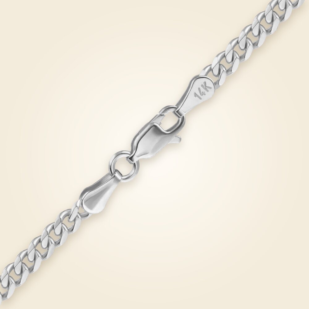 Classic Curb Bracelet in 14K White Gold (1.23 mm - 5.20 mm), shown in 14K White Gold
