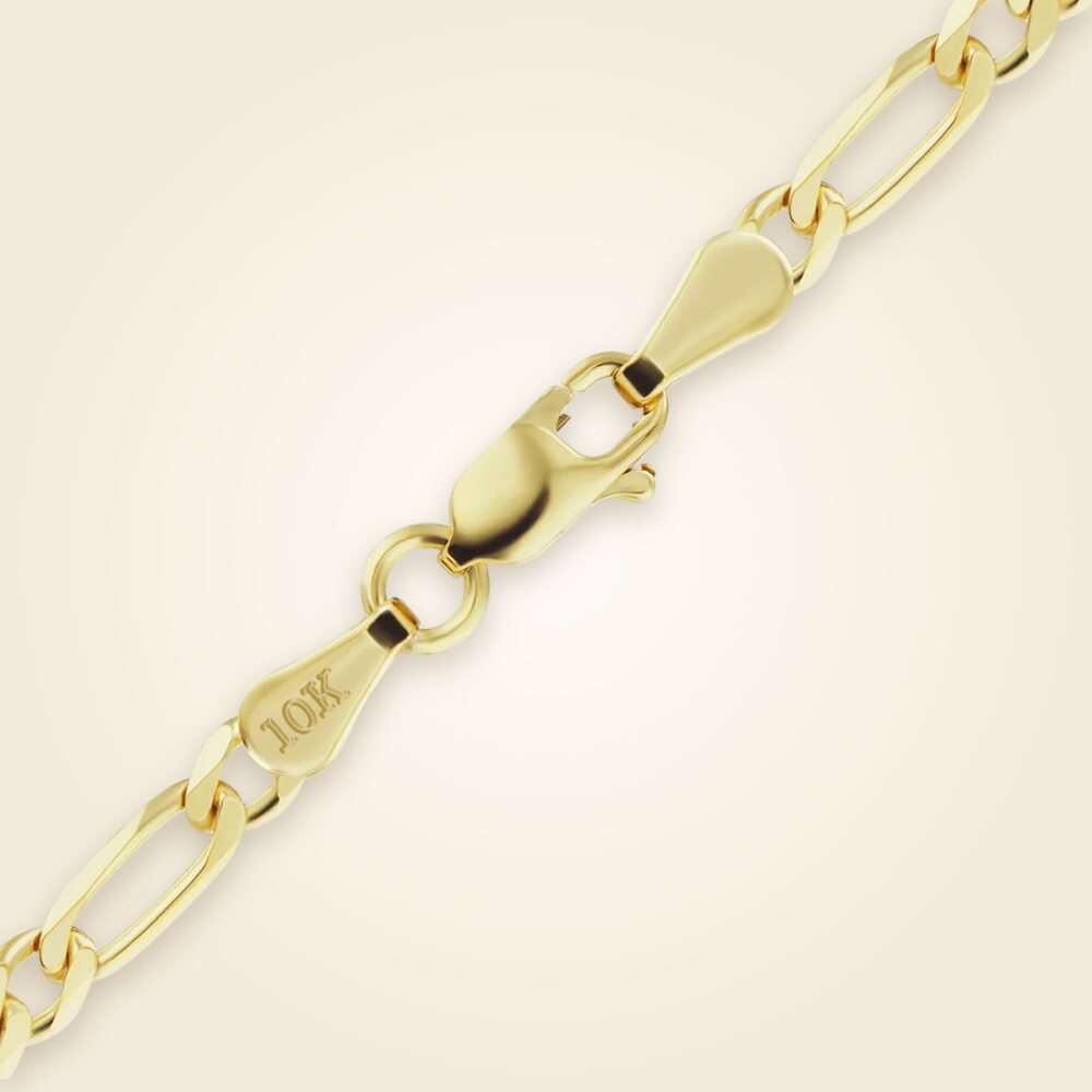 Classic Figaro Bracelet in 10K Yellow Gold (1.50 mm - 3.00 mm), shown in 10K Yellow Gold