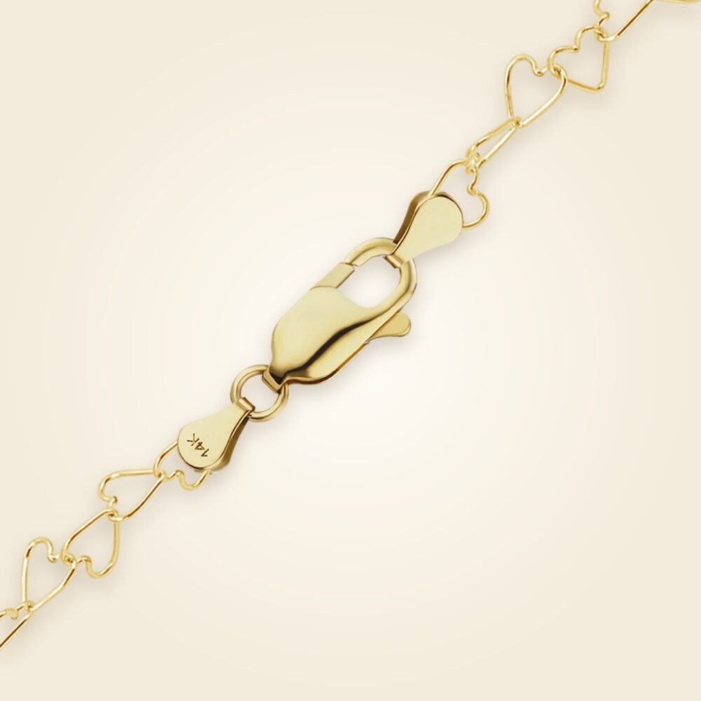 Tall Heart Anklet in 14K Yellow Gold (3.00 mm), shown in 14K Yellow Gold