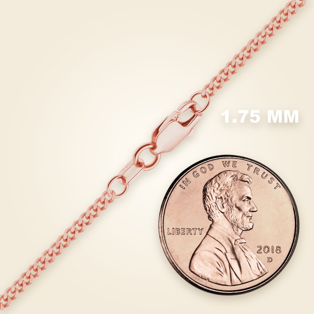 Classic Curb Bracelet in 14K Pink Gold (1.23 mm - 3.40 mm), shown in 14K Pink Gold