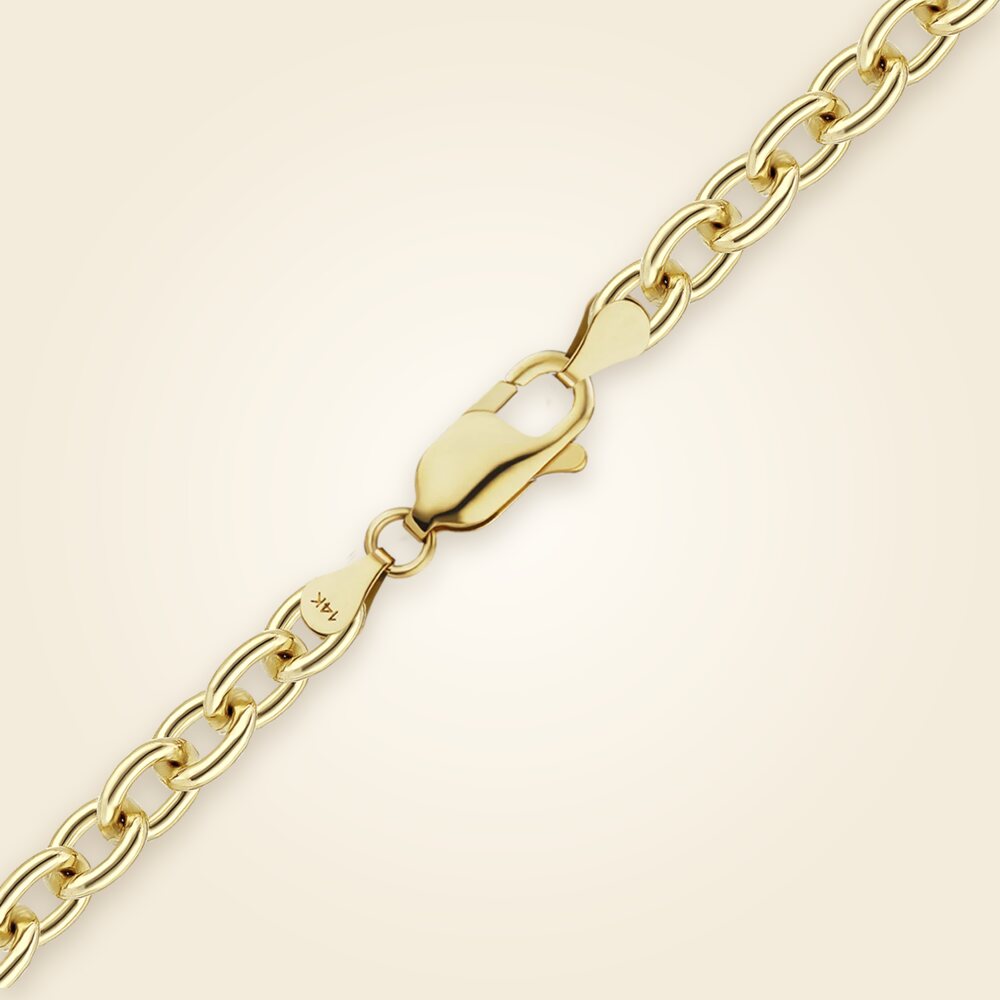 Medium Round Cable Anklet in 14K Yellow Gold (1.05 mm - 4.05 mm), shown in 14K Yellow Gold