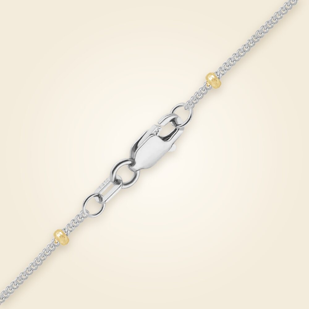 Stud (Satellite) Curb Bracelet in 14K Two Tone Gold (1.00 mm), shown in 14K Two Tone Gold