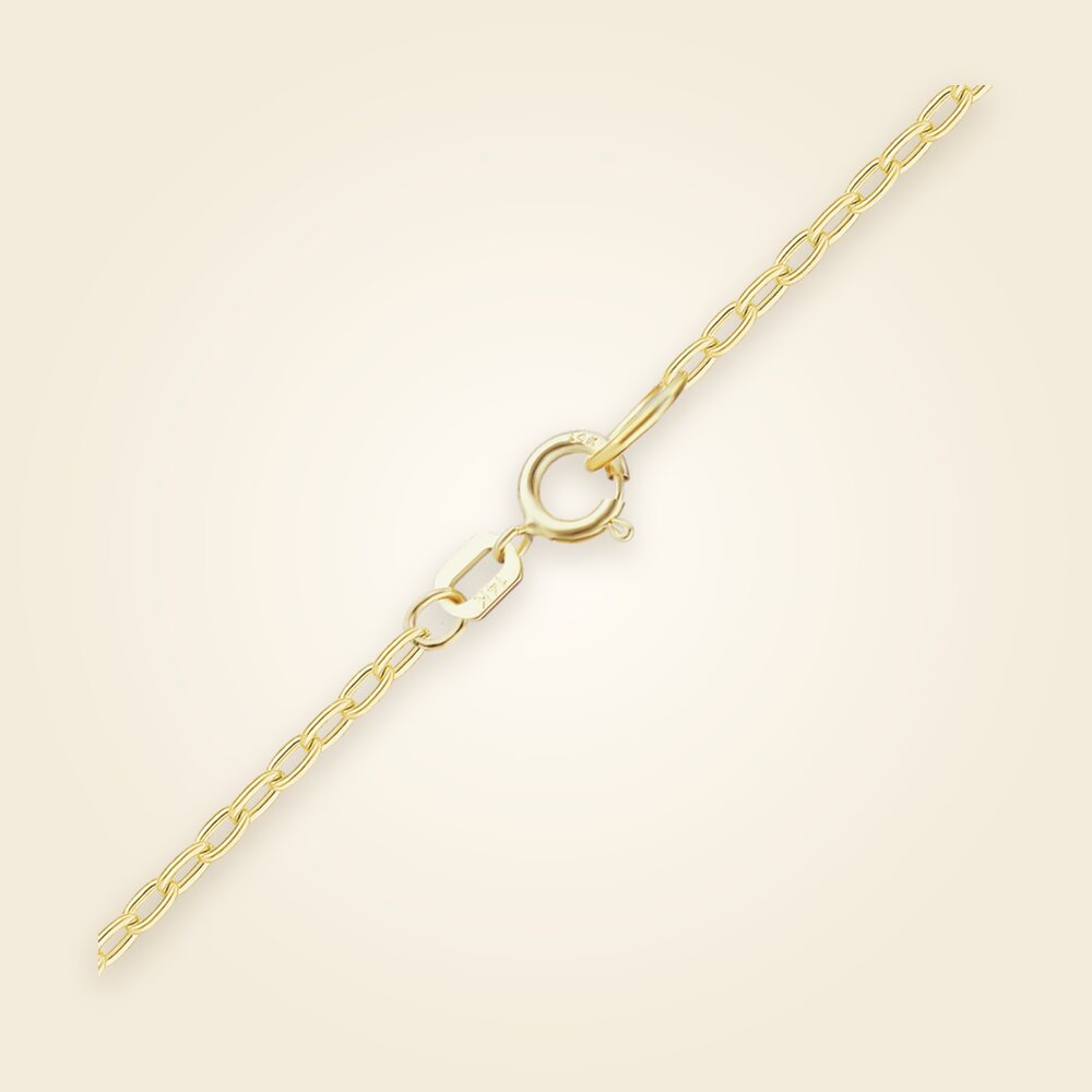 Elongated Semi-Solid Cable Necklace with Spring Ring in 14K Yellow Gold (1.00 mm), shown in 14K Yellow Gold