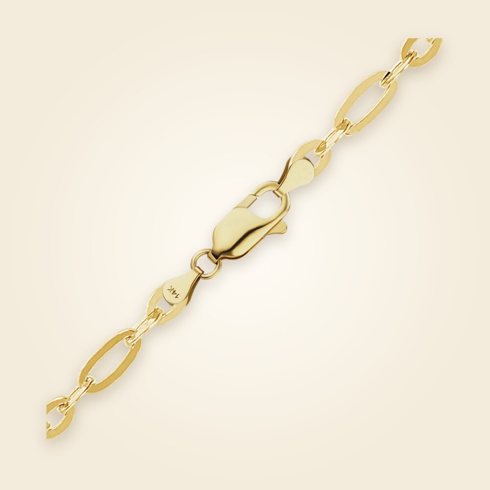 Diamond Cut Cable Figaro Anklet in 14K Yellow Gold (1.60 mm - 2.50 mm), shown in 14K Yellow Gold