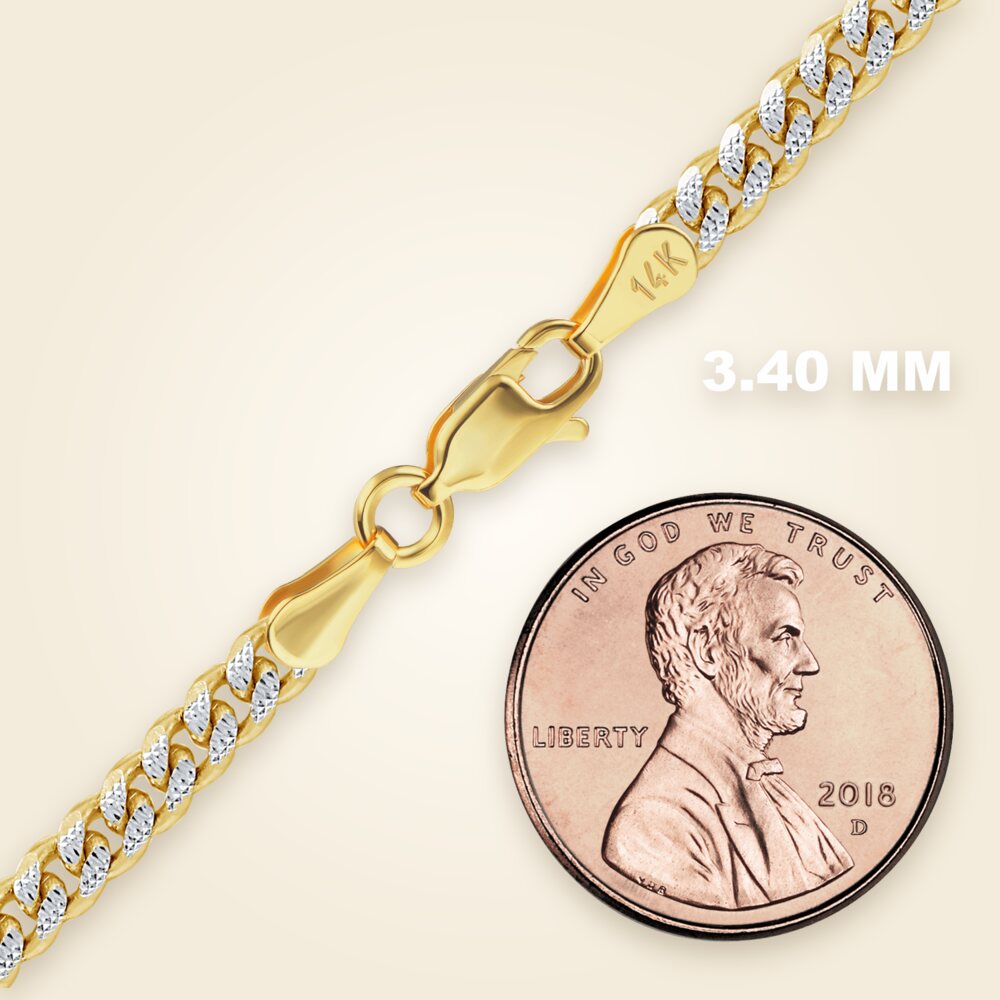Classic Curb Bracelet in 14K Two Tone Gold (2.40 mm - 3.40 mm), shown in 14K Two Tone Gold