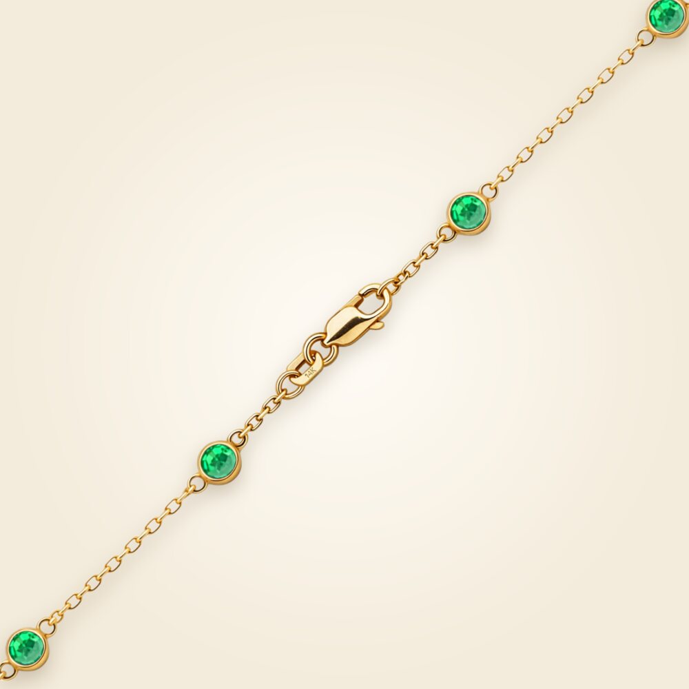 Diamond by the Yard Cable Chain Bracelet in 14K Yellow Gold with Emerald Stones, shown in 14K Yellow Gold