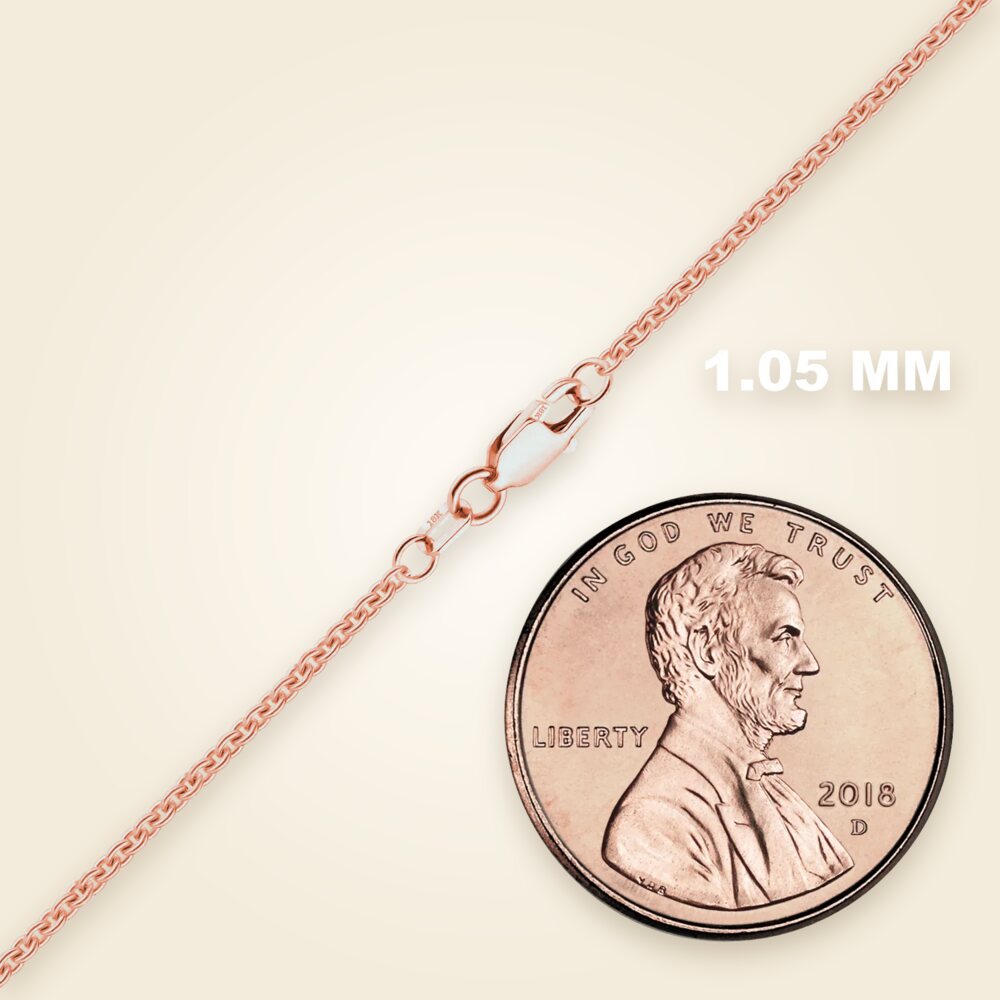 Heavy Round Cable Necklace in 18K Pink Gold (1.05 mm - 2.20 mm), shown in 18K Pink Gold