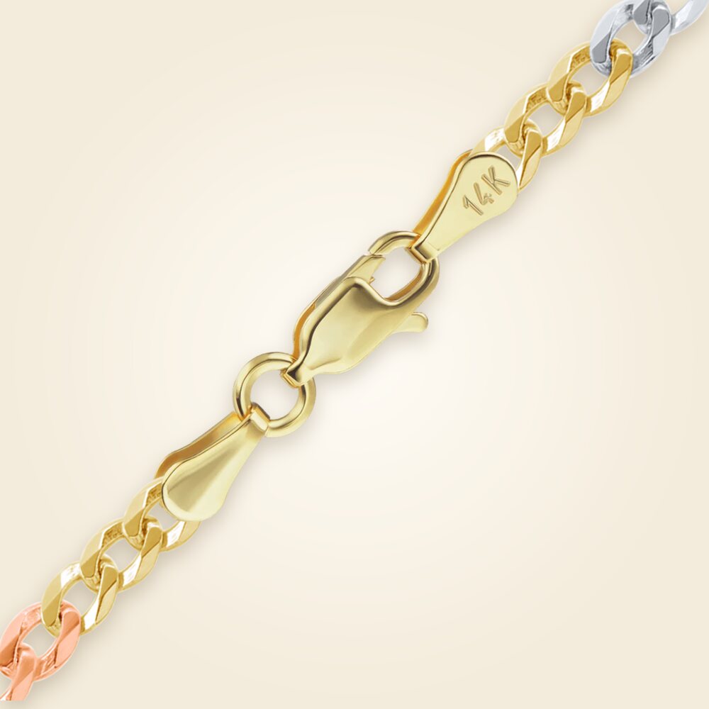 Light Curb Bracelet in 14K Tri-Color Gold (2.80 mm), shown in 14K Tri-Color Gold