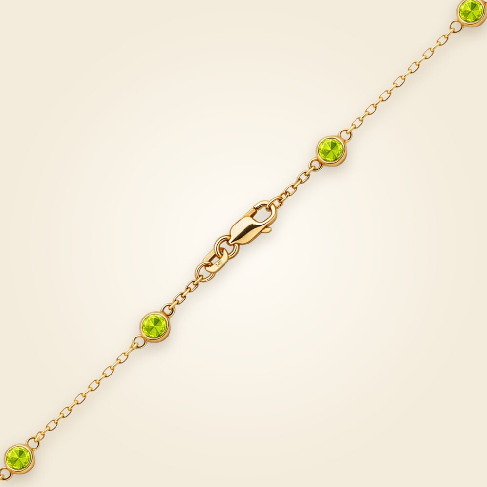 Diamond by the Yard Cable Chain Bracelet in 14K Yellow Gold with Peridot Stones, shown in 14K Yellow Gold