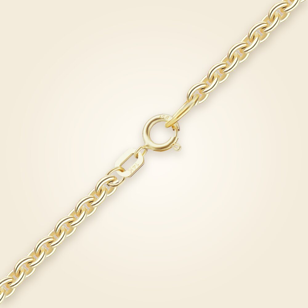 Heavy Round Cable Necklace with Spring Ring in 14K Yellow Gold (0.70 mm - 1.80 mm), shown in 14K Yellow Gold