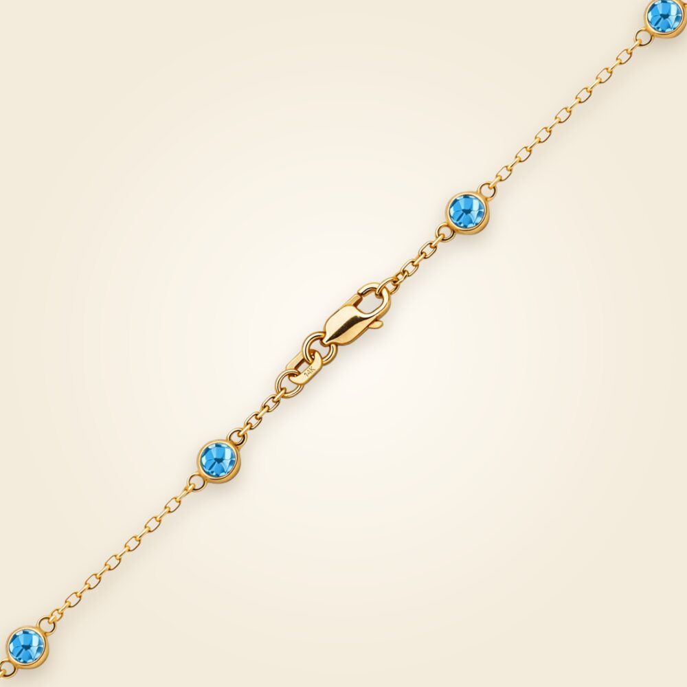 Diamond by the Yard Cable Chain Necklace in 14K Yellow Gold with Blue Topaz Stones, shown in 14K Yellow Gold