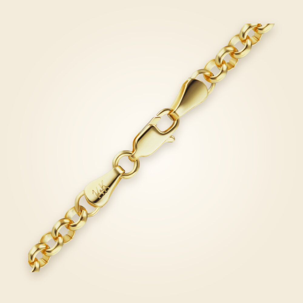 Semi-Solid Round Rolo Anklet in 14K Yellow Gold (2.50 mm - 8.00 mm), shown in 14K Yellow Gold