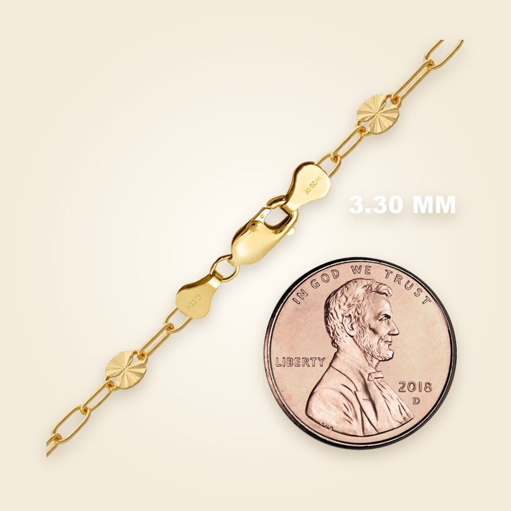 Sparkle Alternating Valentino Paperclip Anklet in 14K Gold-Filled (3.30 mm), shown in Gold-Filled