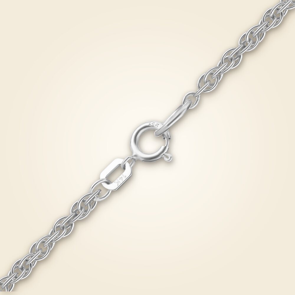 Classic Machine Rope Necklace in 14K White Gold (1.20 mm - 2.00 mm), shown in 14K White Gold
