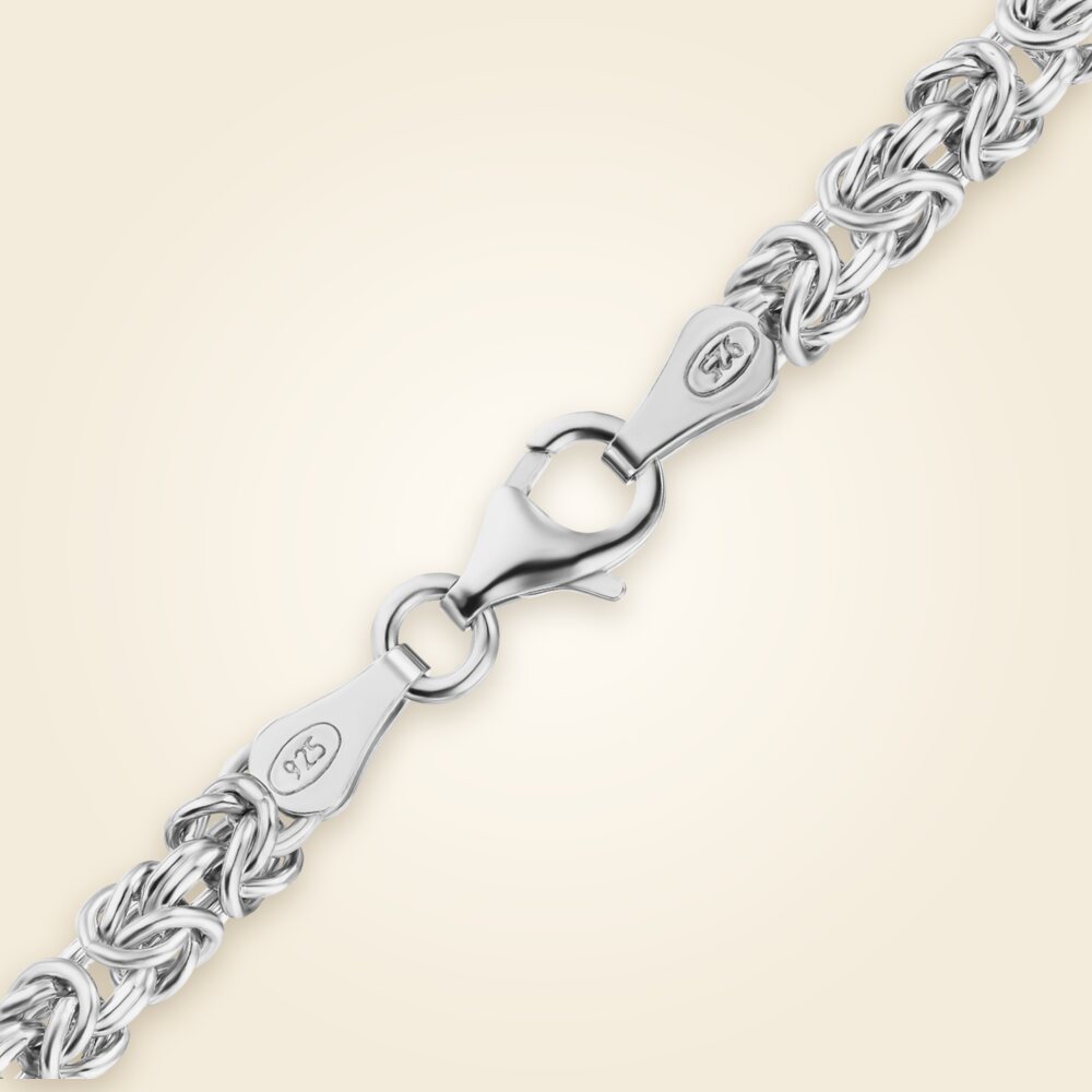 Classic Byzantine Handmade Bracelet in Sterling Silver (4.50 mm - 6.60 mm), shown in Sterling Silver