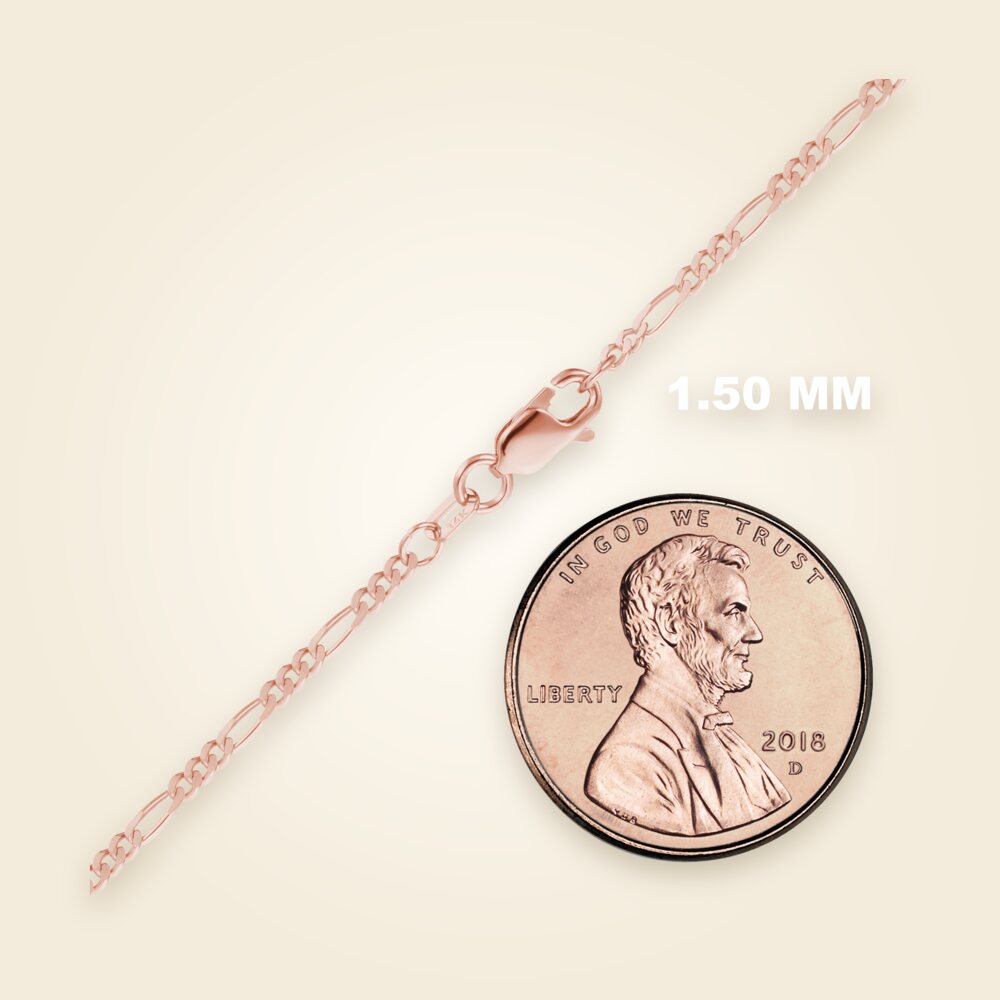Classic Figaro Bracelet in 14K Pink Gold (1.50 mm - 1.80 mm), shown in 14K Pink Gold