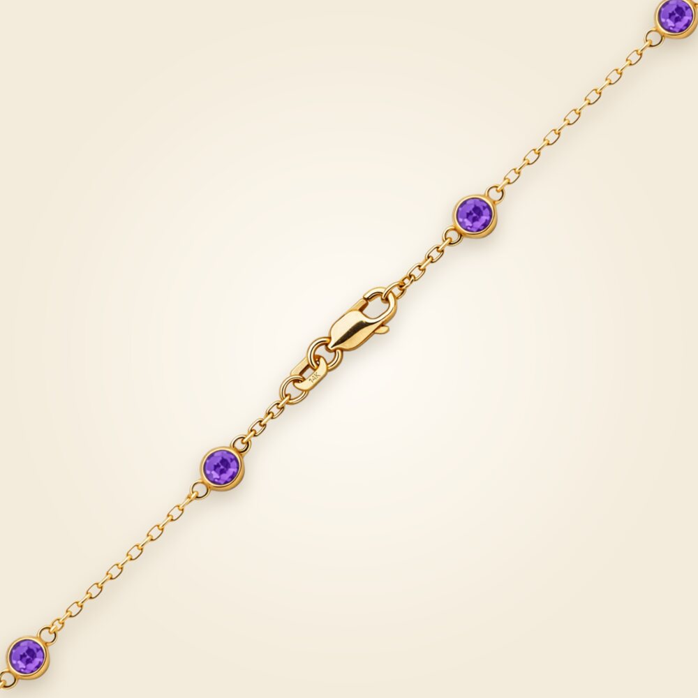 Diamond by the Yard Cable Chain Anklet in 14K Yellow Gold with Amethyst Stones, shown in 14K Yellow Gold