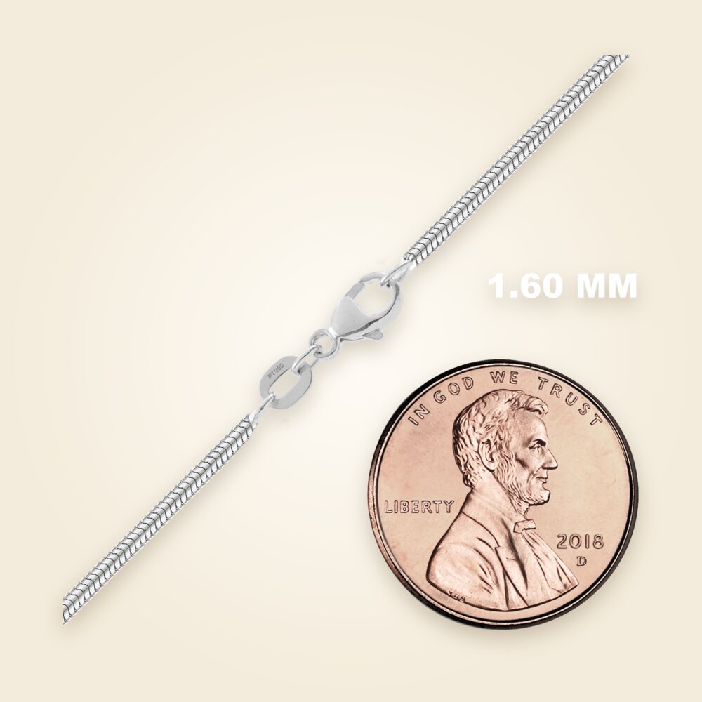 Round Snake Bracelet in Platinum (1.20 mm - 1.60 mm), shown in Platinum