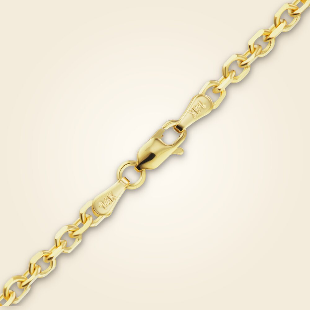Diamond Cut Round Cable Anklet in 14K Yellow Gold (1.05 mm - 3.00 mm), shown in 14K Yellow Gold