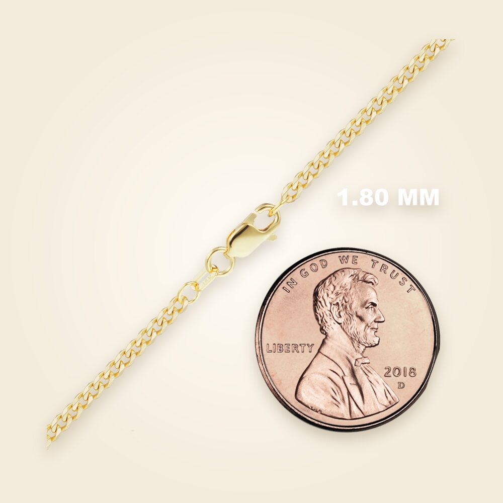 Semi-Solid Curb Bracelet in 14K Yellow Gold (1.80 mm - 7.30 mm), shown in 14K Yellow Gold
