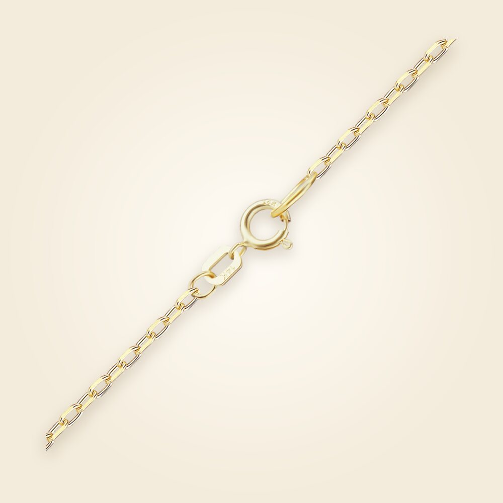 Elongated Diamond Cut Cable Necklace with Spring Ring in 14K Yellow Gold (1.00 mm), shown in 14K Yellow Gold