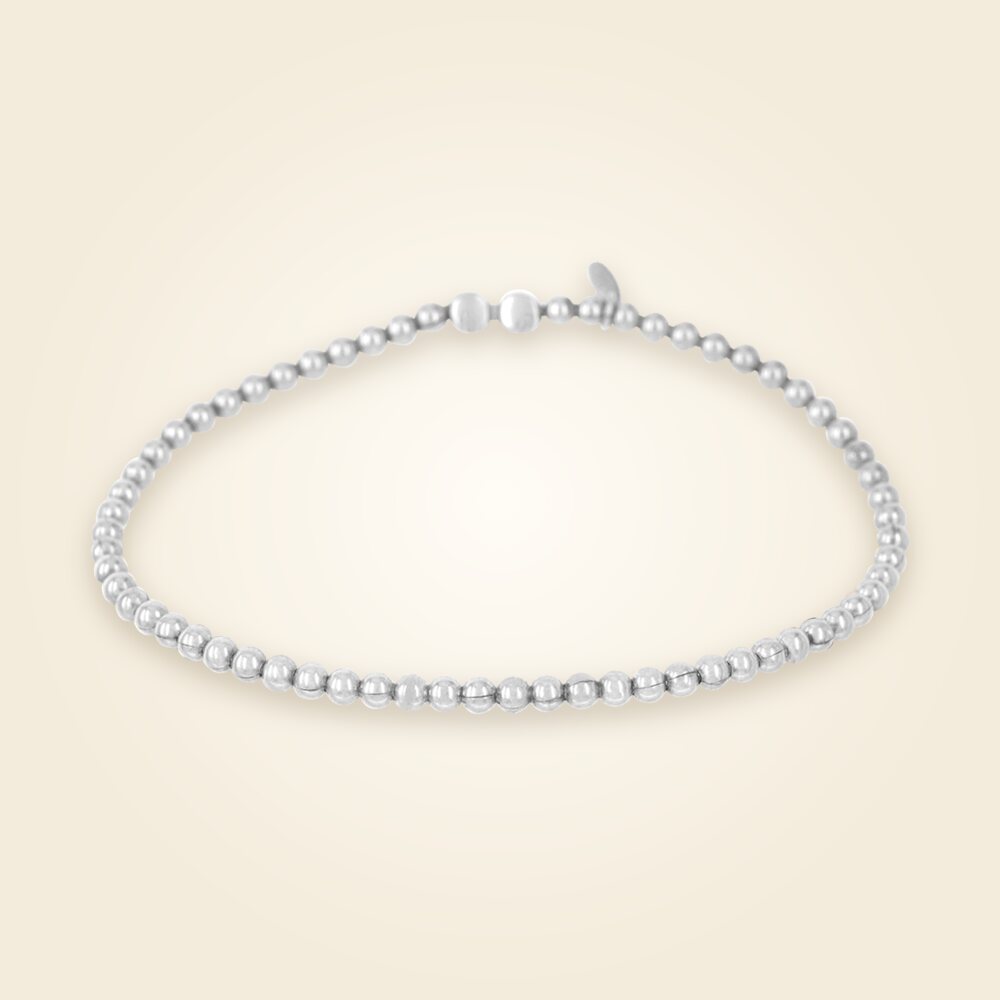 Shiny Bead Stretchable Bracelet in Sterling Silver (4.00 mm), shown in Sterling Silver