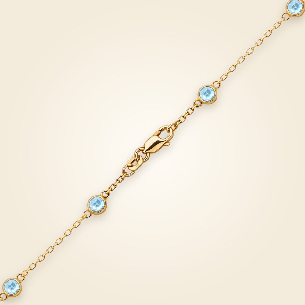 Diamond by the Yard Cable Chain Anklet in 14K Yellow Gold with Aquamarine Stones, shown in 14K Yellow Gold