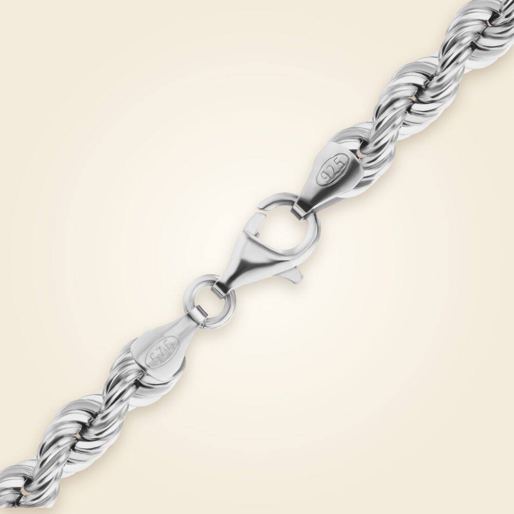 Handmade Solid Rope Bracelet in Sterling Silver (2.50 mm - 10.60 mm), shown in Sterling Silver