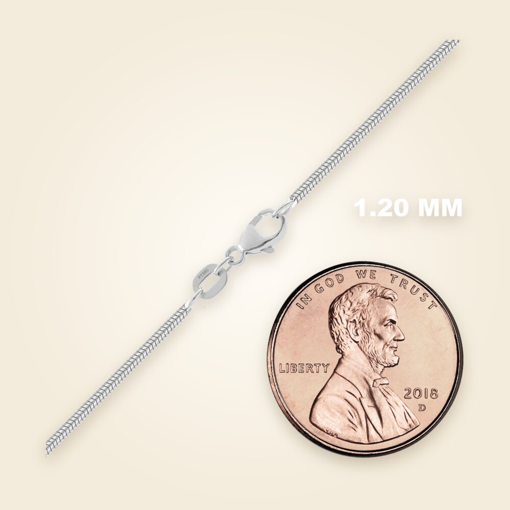 Round Snake Anklet in Platinum (1.20 mm - 1.60 mm), shown in Platinum