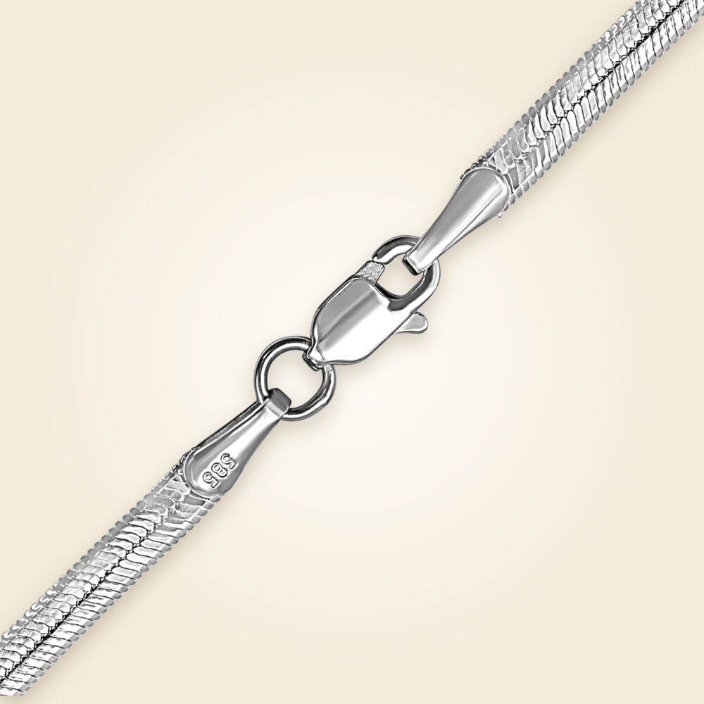 Flexible Herringbone Anklet in Sterling Silver (2.70 mm - 4.50 mm), shown in Sterling Silver