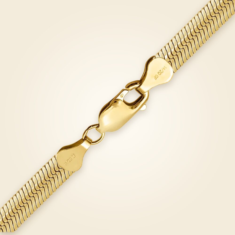 Oval Herringbone Bracelet in 14K Gold-Filled (3.00 mm - 4.50 mm), shown in Gold-Filled