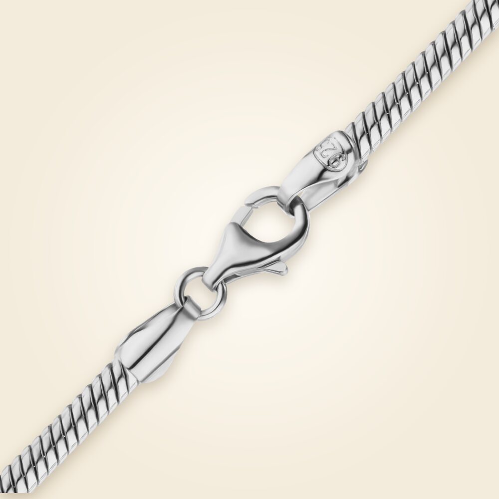 Round Snake Necklace in Sterling Silver (0.90 mm - 3.00 mm), shown in Sterling Silver